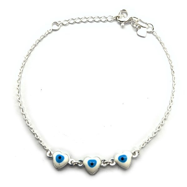 Pulsera Ojos Turco Corazones 16 a 19cm