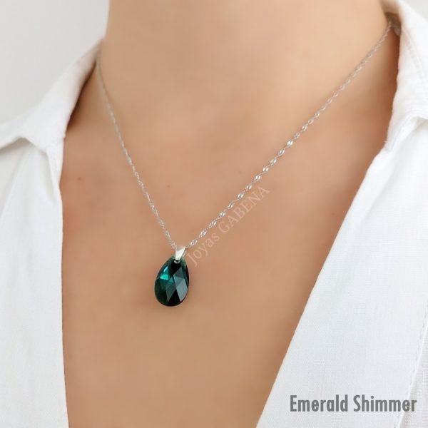 collar gota swarovski emerald shimmer plata 925