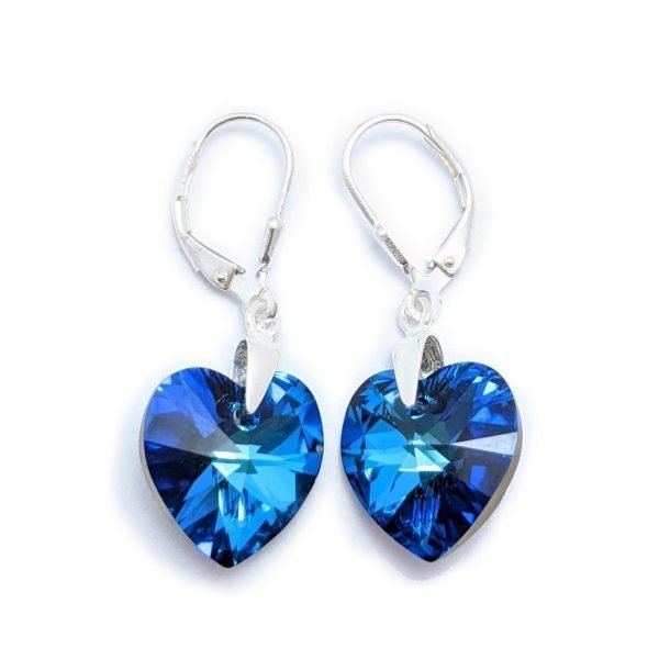 Aros Cristal Swarovski corazón bermuda blue 14mm
