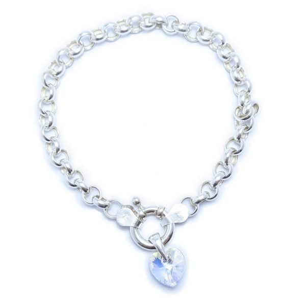 Pulsera Rolo 6mm con corazón swarovski