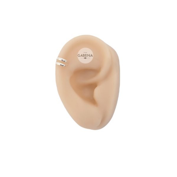 aro cuff dos lineas plata oreja
