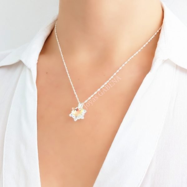 collar cristal swarovski edelweiss 14mm plata