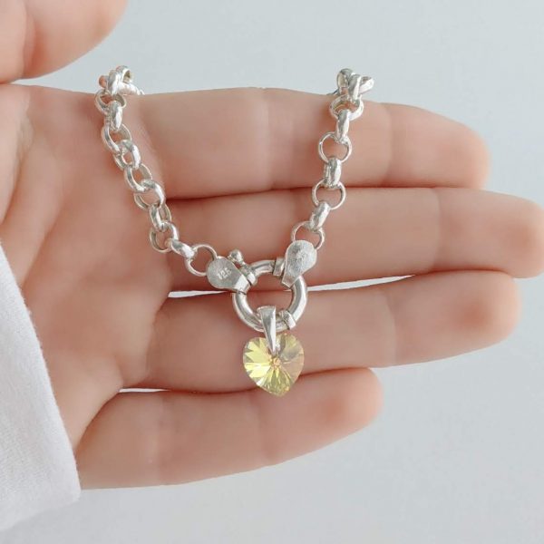 Pulsera Rolo 6mm con corazón swarovski