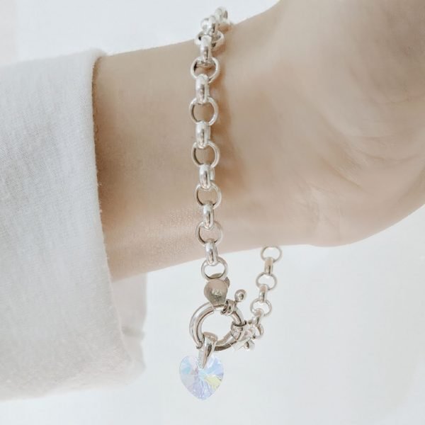Pulsera Rolo 6mm con corazón swarovski