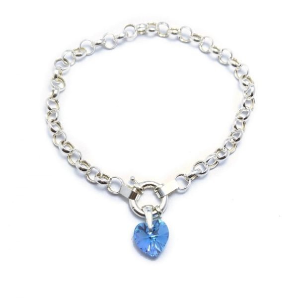 pulsera rolo n00 con dije corazon aquamarine