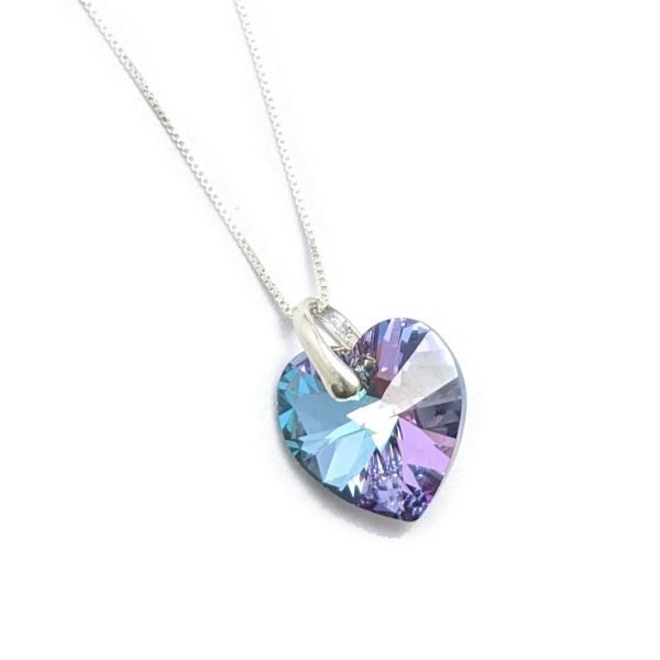 Collar Cristal Sw corazon 14mm con cadena veneciana de 45cm