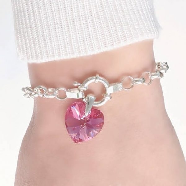 Pulsera Rolo 5mm corazon swarovski 14mm