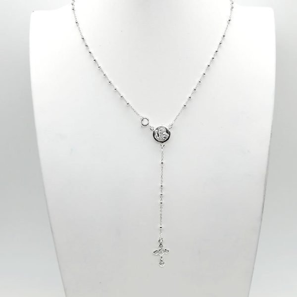 Rosario Con Medalla San Benito 55cm Plata 925