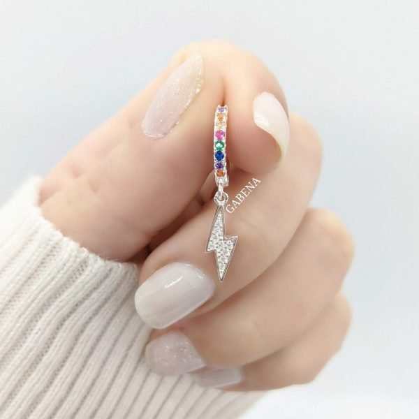Aro Argolla Rayo Cristales Plata 925 Solitario
