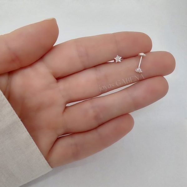 AA-142 aros abridores estrella plata cristal