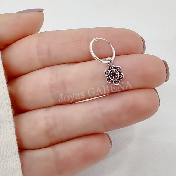 Aro Argolla Hindú Solitario 12mm- Plata 925 flor