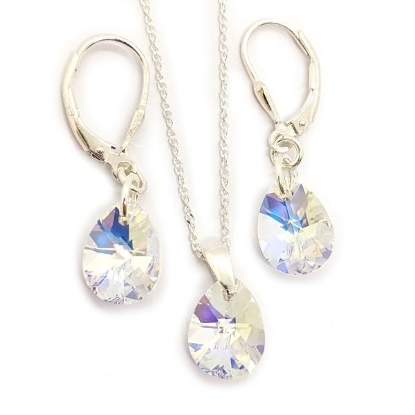 conjunto cristal swarovski gota 12mm plata 925