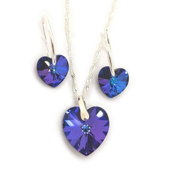 Collar con Cristal Swarovski Corazon 14 y 10 heliotrope