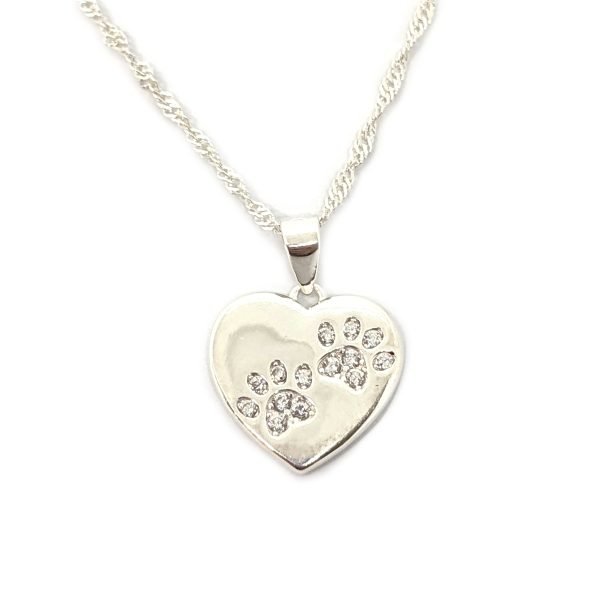 collar corazon huella plata 925