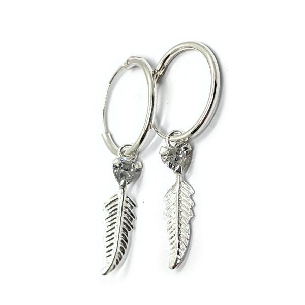 Aros argollas Pluma Y Corazón Plata 925