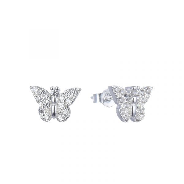 Aros mariposas cristales plata 925