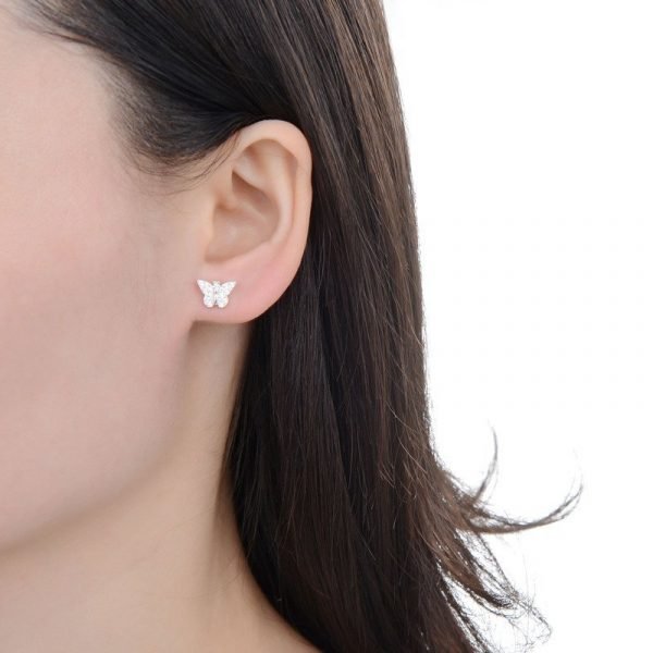 Aros mariposas cristales plata 925