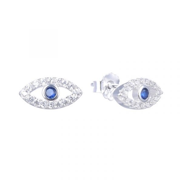 Aros ojo turco cristales plata 925