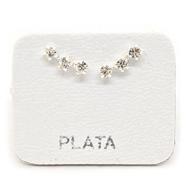 Aros Tira Triple Cristal Plata 925