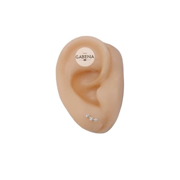 aros triple cristal plata oreja