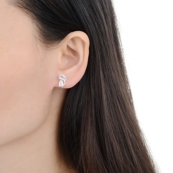aros gatos cristal plata 925
