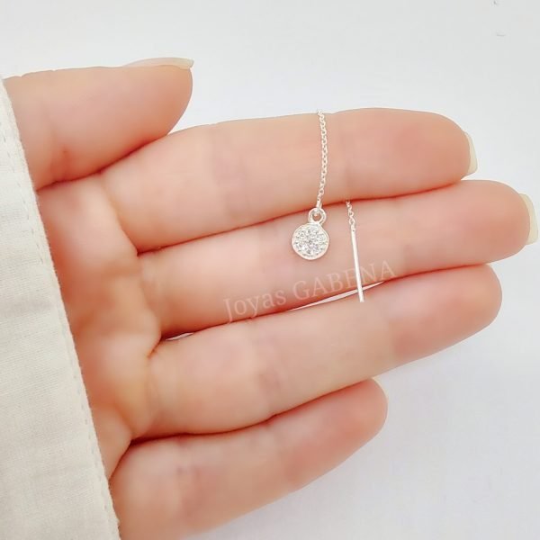 aro cadena circulo cristales plata 925
