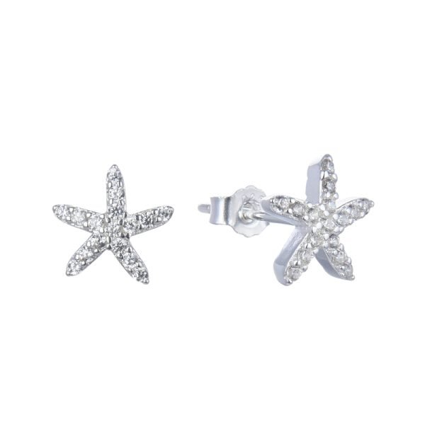 Aros Estrella De Mar Cristales Plata 925