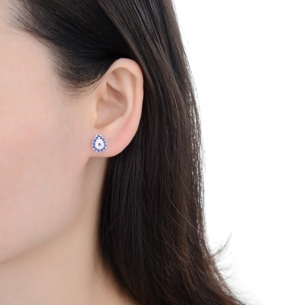Aros Gota Ojo Turco Cristal Plata 925