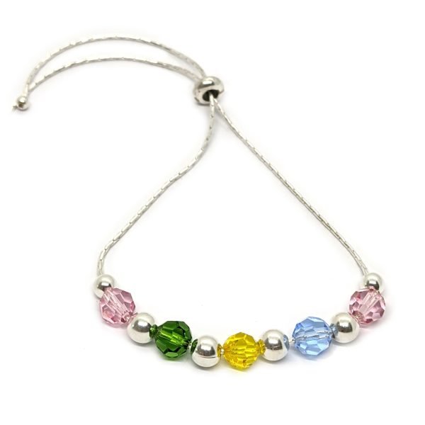 Pulsera Ajustable Bolitas y Piedras Plata 925 2