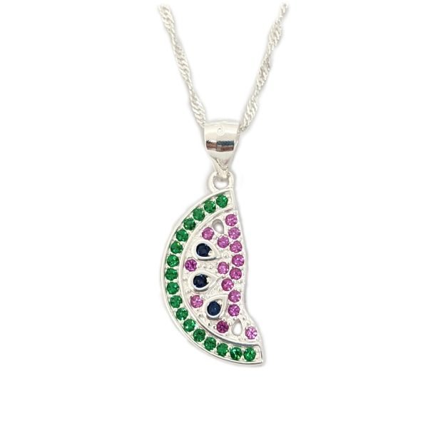 collar sandía cristales plata 925