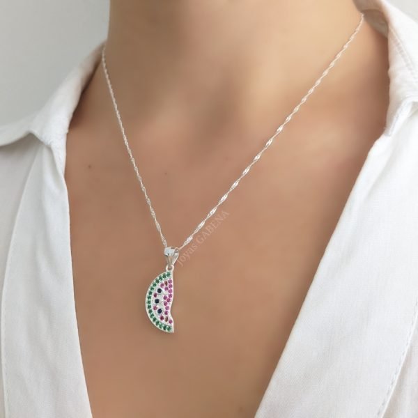 collar sandía cristales plata 925