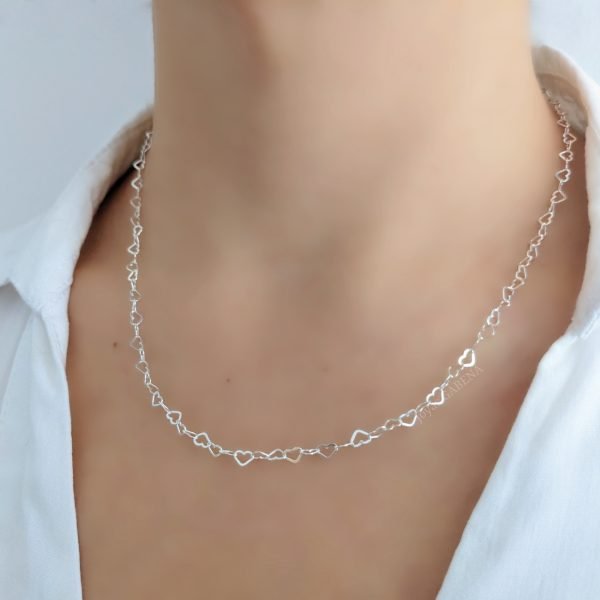 Cadena eslabones corazones Plata 925