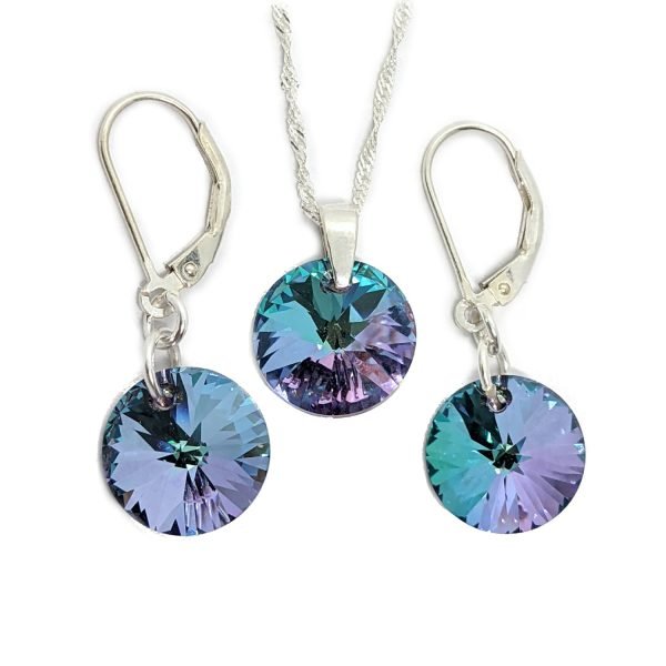 conjunto cristal swarovski rivoli 12mm plata vitrail light