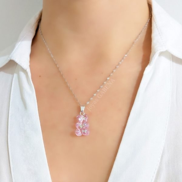 collar gummy bear plata rosa