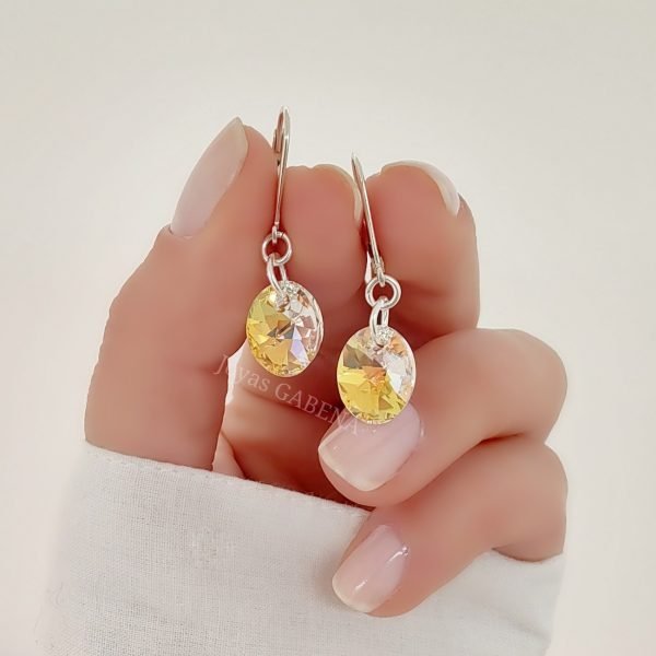 aros cristal swarovski ovalo 12mm plata aurora boreal