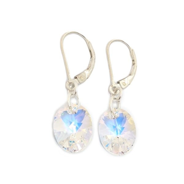 aros cristal swarovski ovalo plata aurora boreal