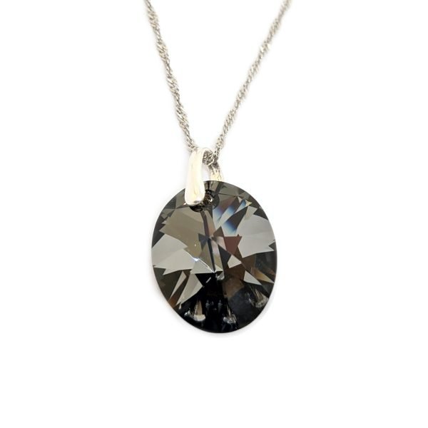 collar cristal swarovski ovalo 18mm plata silver night