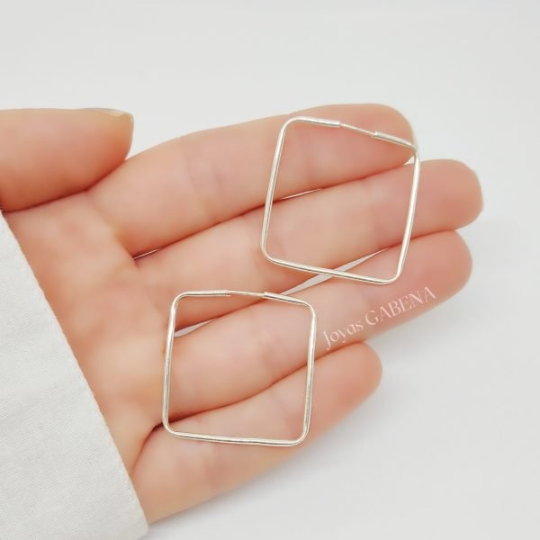 aros cubanos cuadrado plata 925 grande