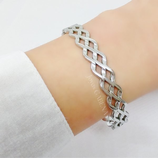 Pulsera Esclava Semi Abierta Trenzada Acero Quirúrgico