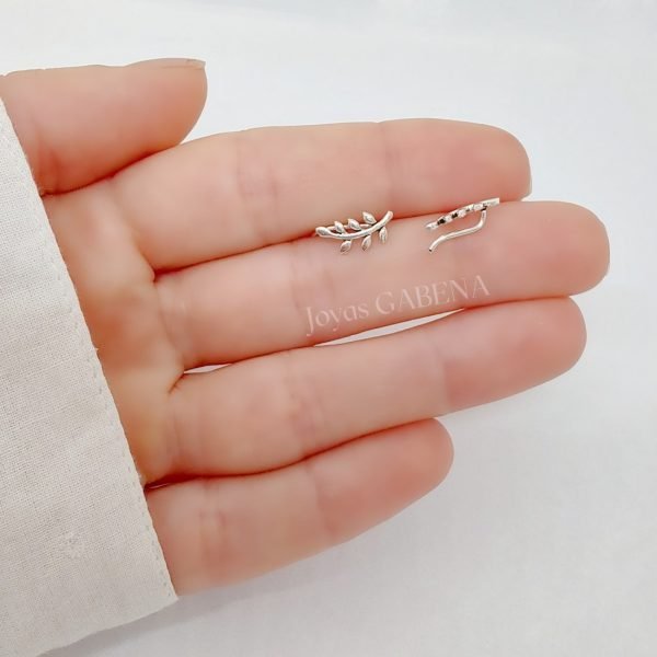 aros ramito hojas plata 925