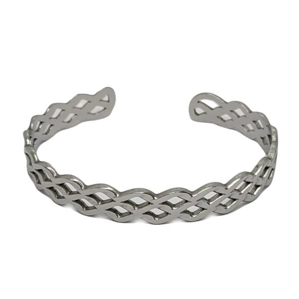 Pulsera Esclava Semi Abierta Trenzada Acero Quirúrgico