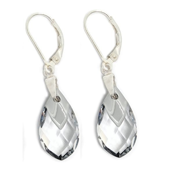 aros cristal swarovski gota metallic cap plata