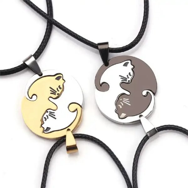 Par De Collares Yin Yang Gatitos Parejas Amigos 2 En 1