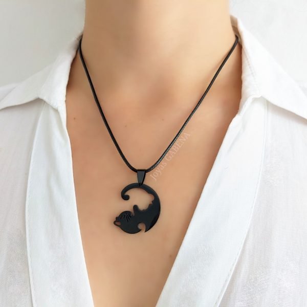 collar yin yang gato circulo negro