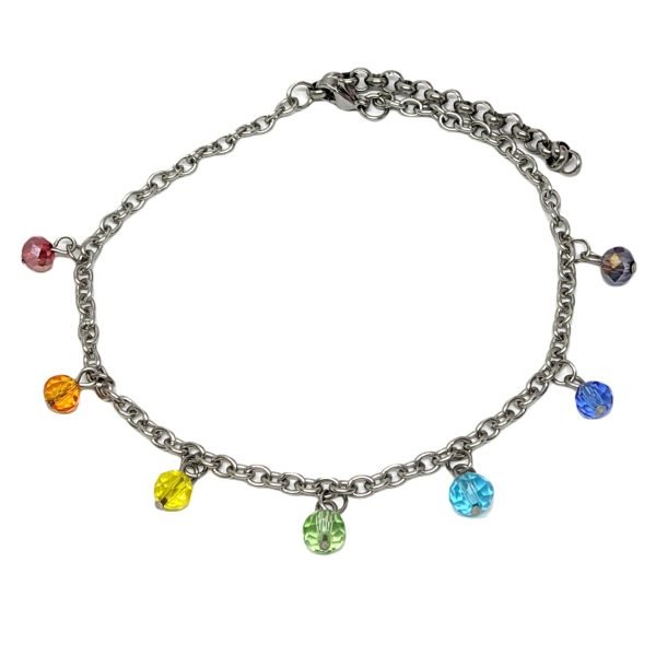 Tobillera 7 Chakras Acero Quirúrgico - 21 A 25Cm