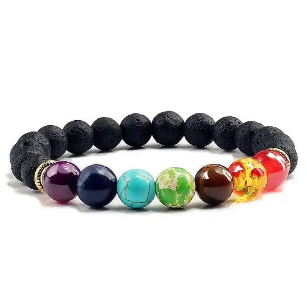 Pulsera 7 Chakras Piedras Naturales Elástica- Lava 3