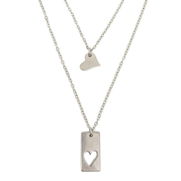collar doble corazon acero quirurgico