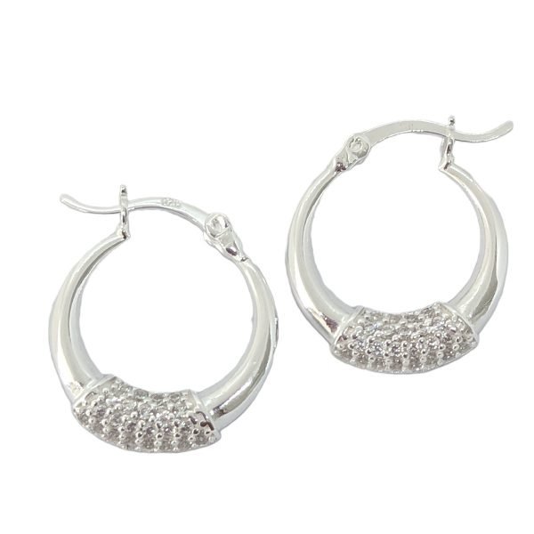Aros Argollas Cristales Cierre Italiano Plata 925