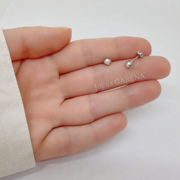 aros abridores perla engarzada 4mm acero quirúrgico