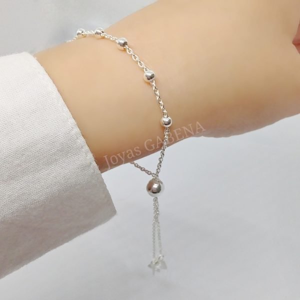 Pulsera Denario Cruz y Medalla Ajustable Plata